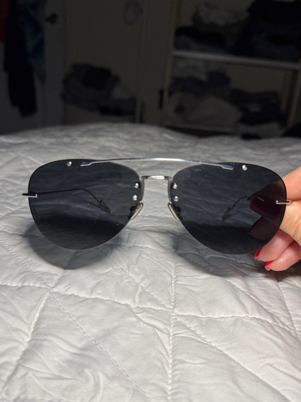 Dior Men’s Silver Frame Sunglasses with Dark Gray Lenses